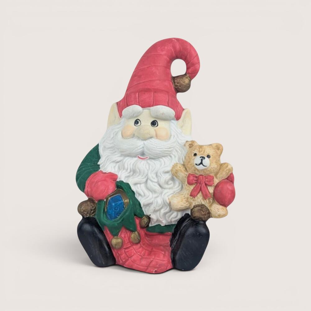 Vintage Ceramic Santa Elf Music Box